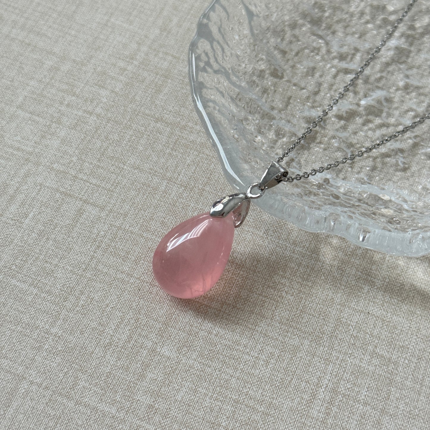 Gemmy Madagascar Pear Cut Rose Quartz Love Stone Pendant