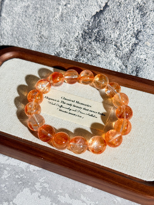 Golden Fanta Hematoid Quartz Fire Quartz 12.8mm Beaded Bracelet