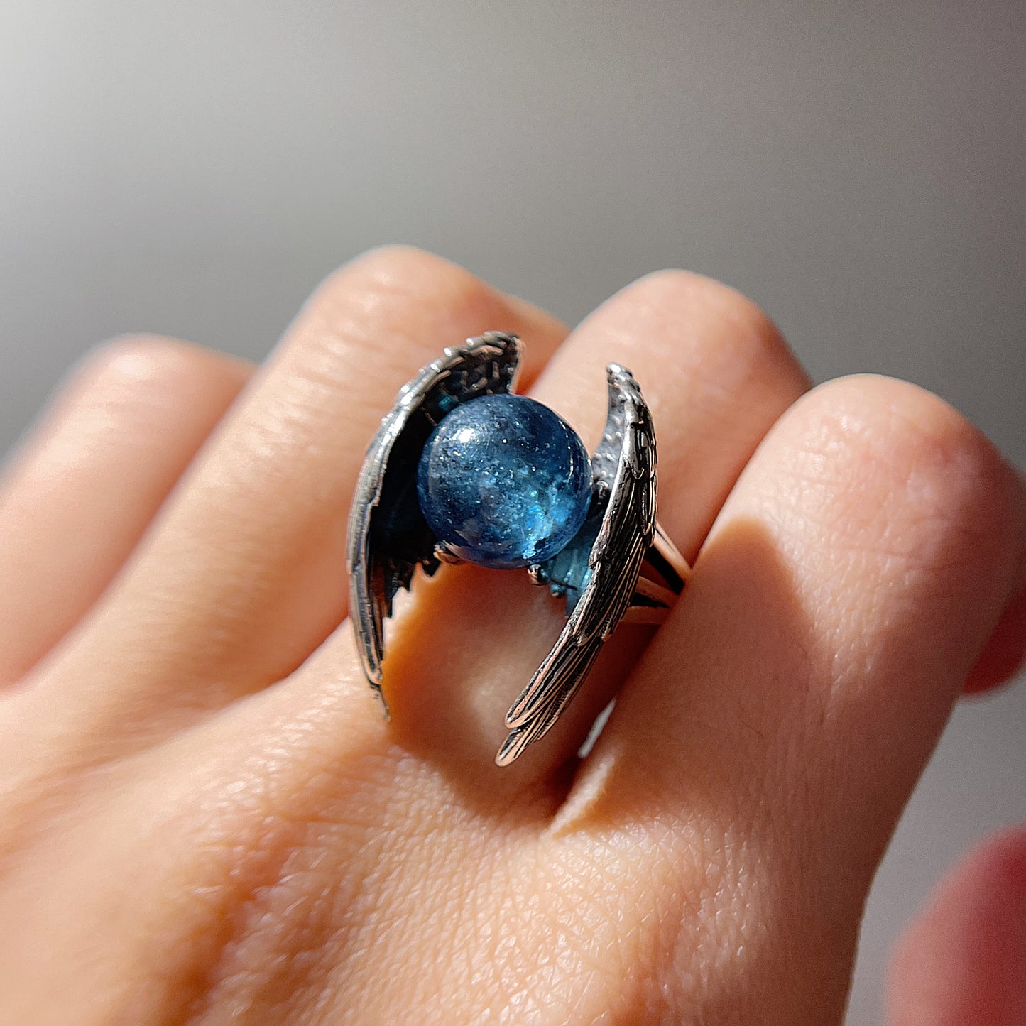 Devil Aquamarine Wings Ring