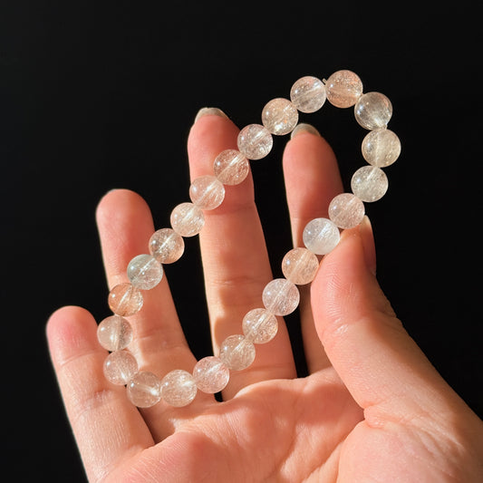 Light Rainbow Rabbit Hair Amphibole 8.3mm Beaded Bracelet