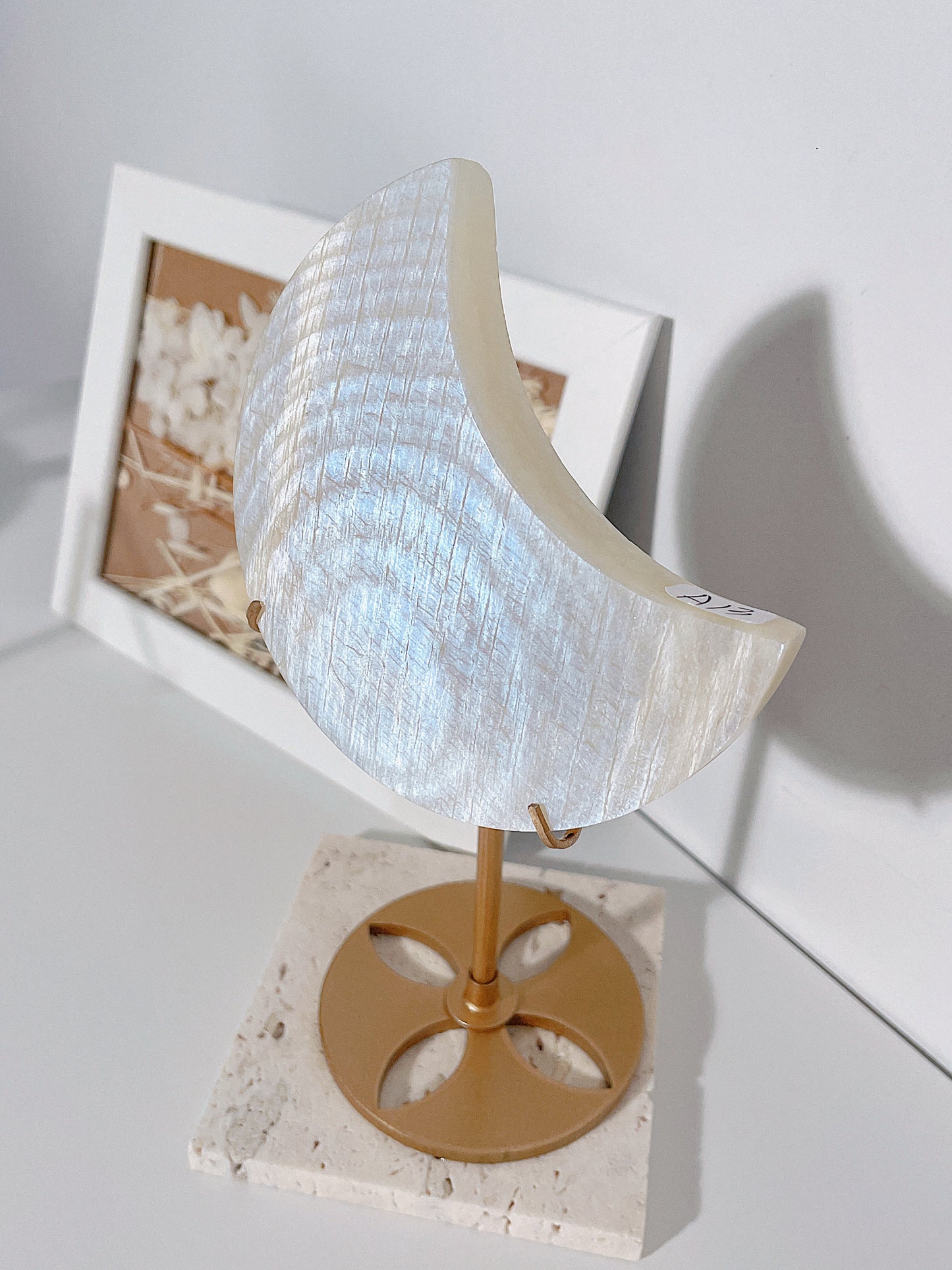Belomorite Moonstone Moon Shape Carving with Stand