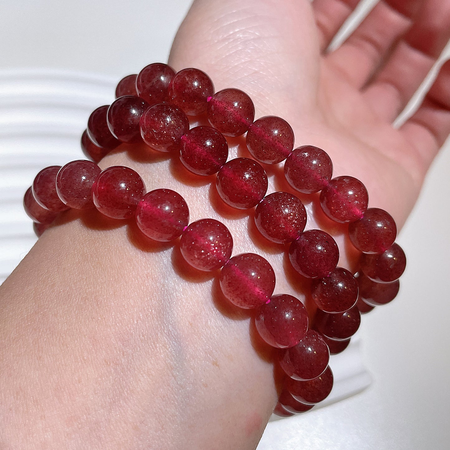 Strawberry Quartz Beaded Bracelet
