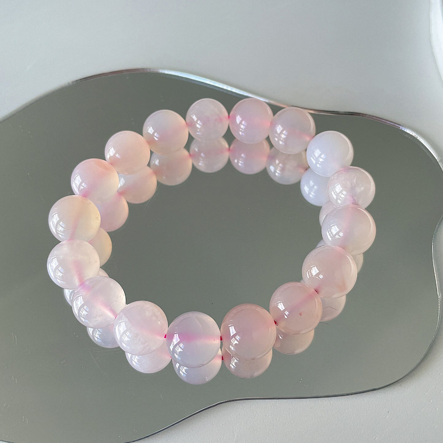 Pink Agate Bead Bracelet