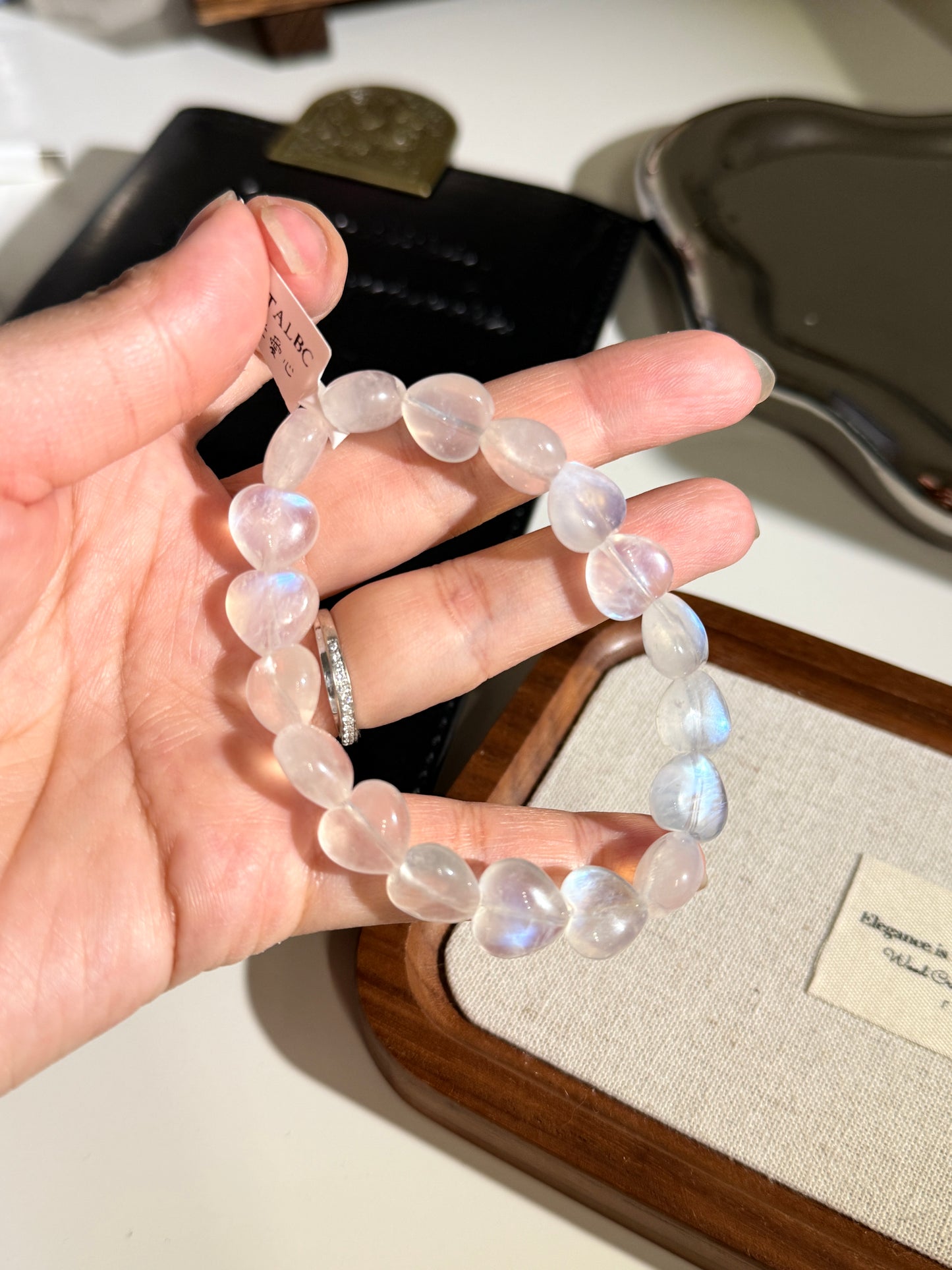 Heart Shaped Double Sided Flashing Moonstone