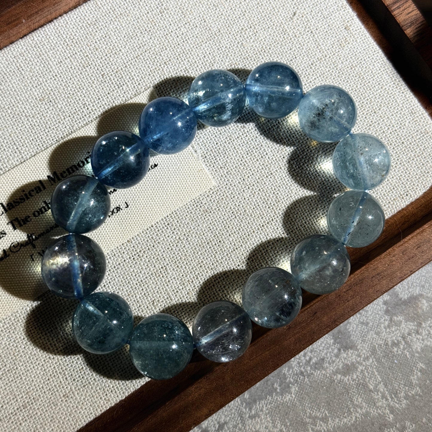 Gradient Translucent Beryl Aquamarine 12.6mm Beaded Bracelet