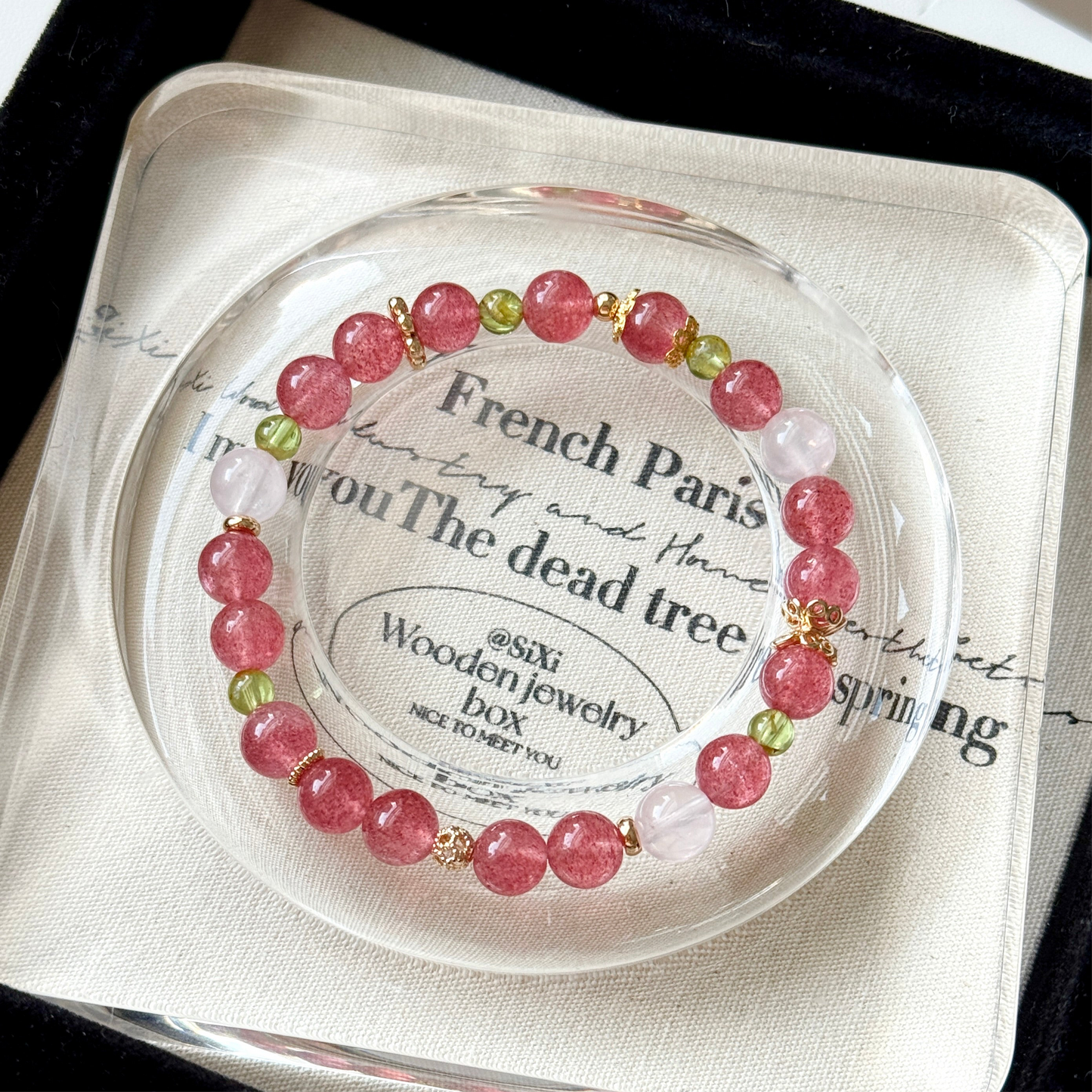 SPRING Strawberry Peridot Beaded Bracelet