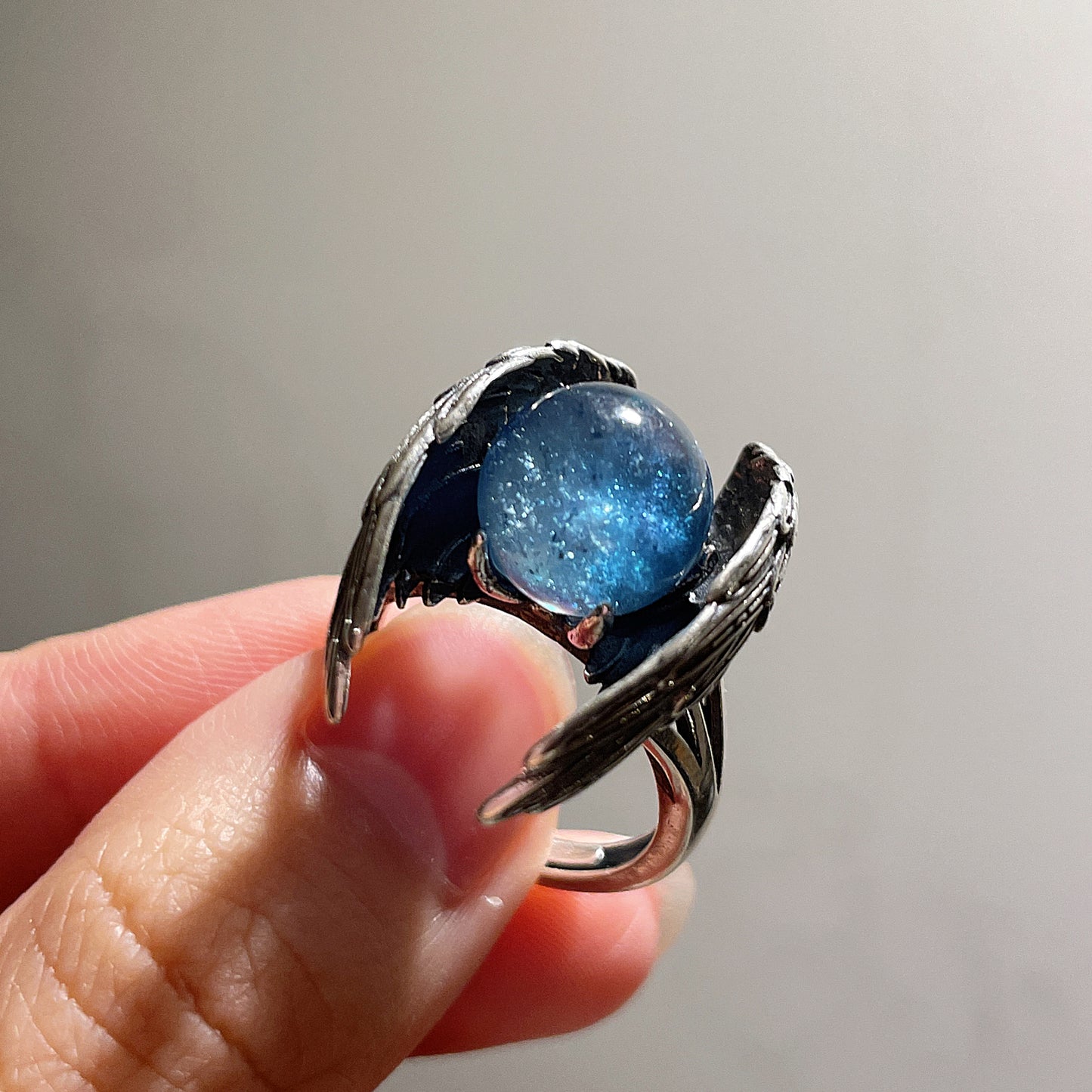 Devil Aquamarine Wings Ring