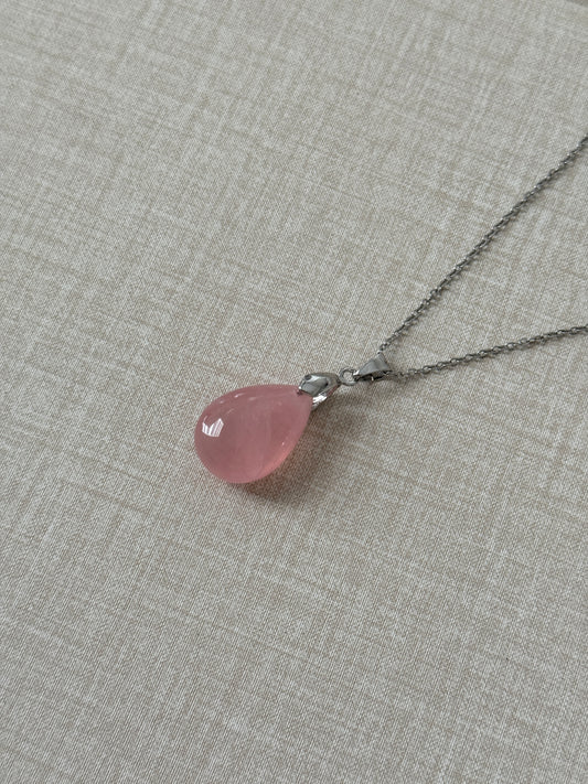 Gemmy Madagascar Pear Cut Rose Quartz Love Stone Pendant