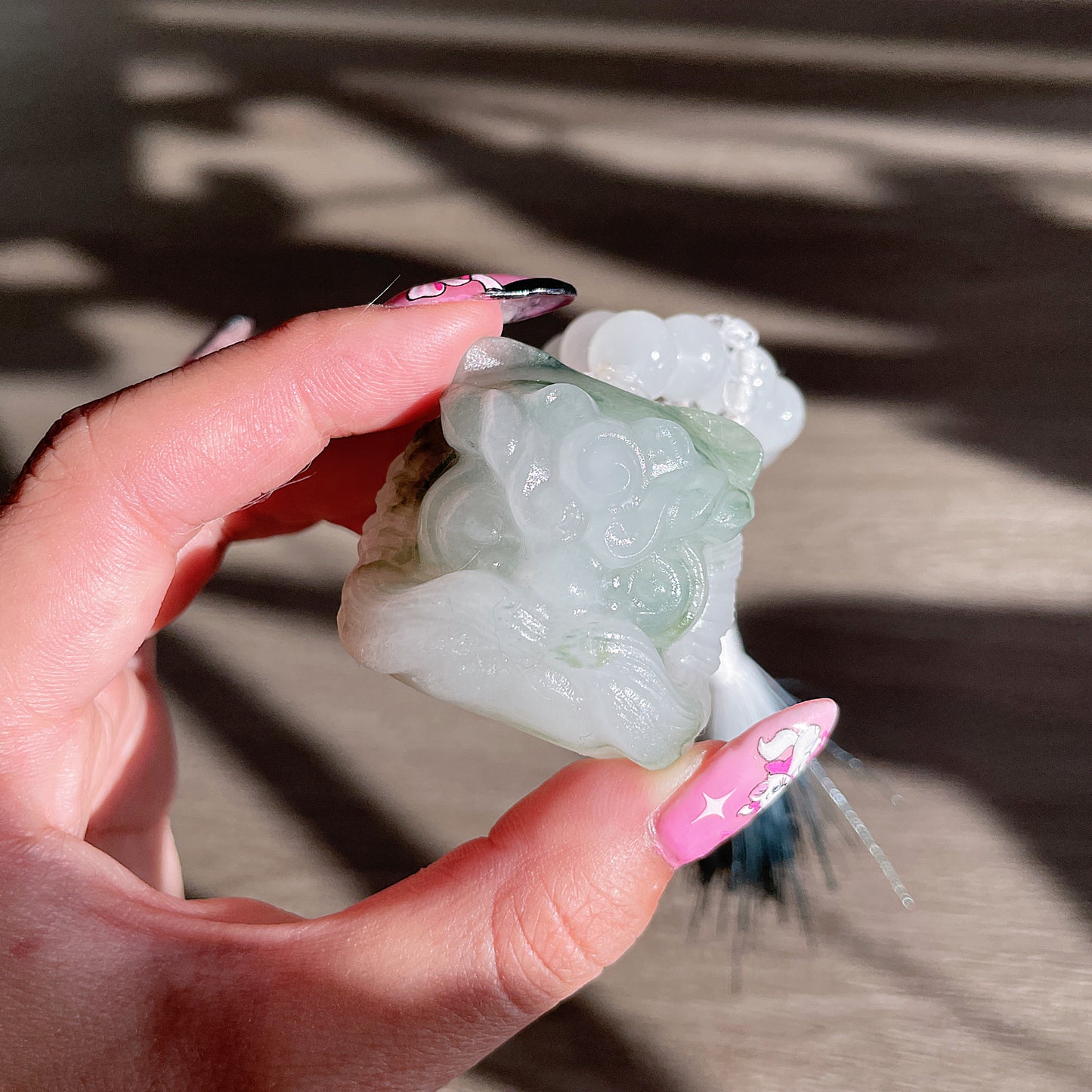 Tianshan Emerald Jade Gelang Kaki Kristal Jade Lion Sculpture 天山翠
