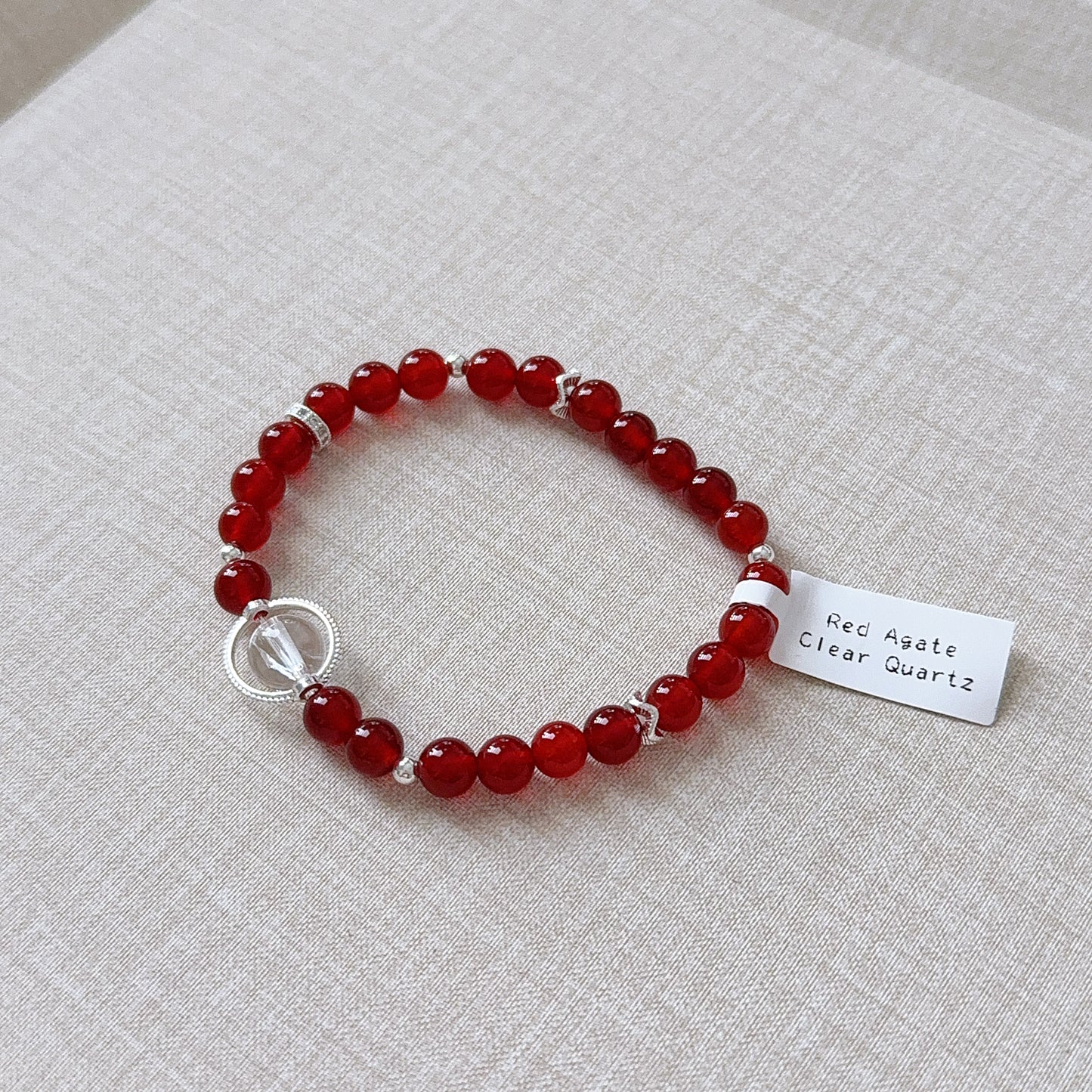 Red Agate Cornelian Lucky Stone with Clear Quartz