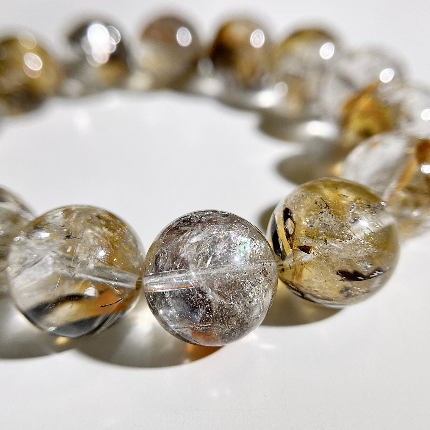Black & Yellow Skeleton Herkimer Diamond Beaded Bracelet 閃靈骸骨