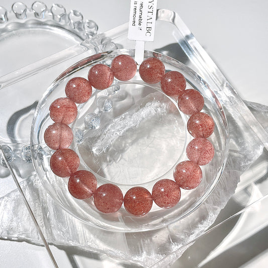 White Base Strawberry Quartz Beaded Bracelet