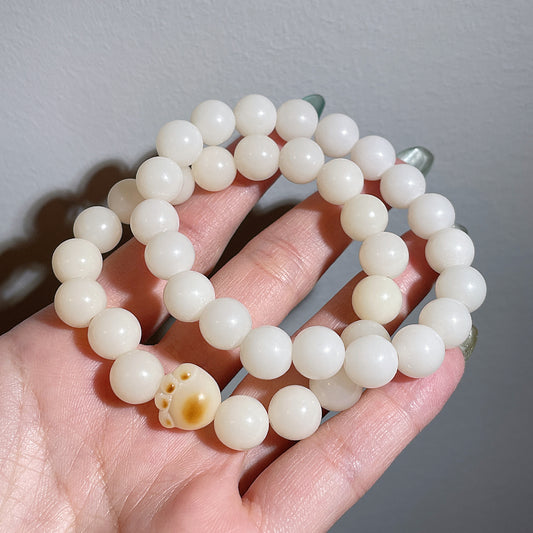 White Bodhi Seed Beaded Bracelet