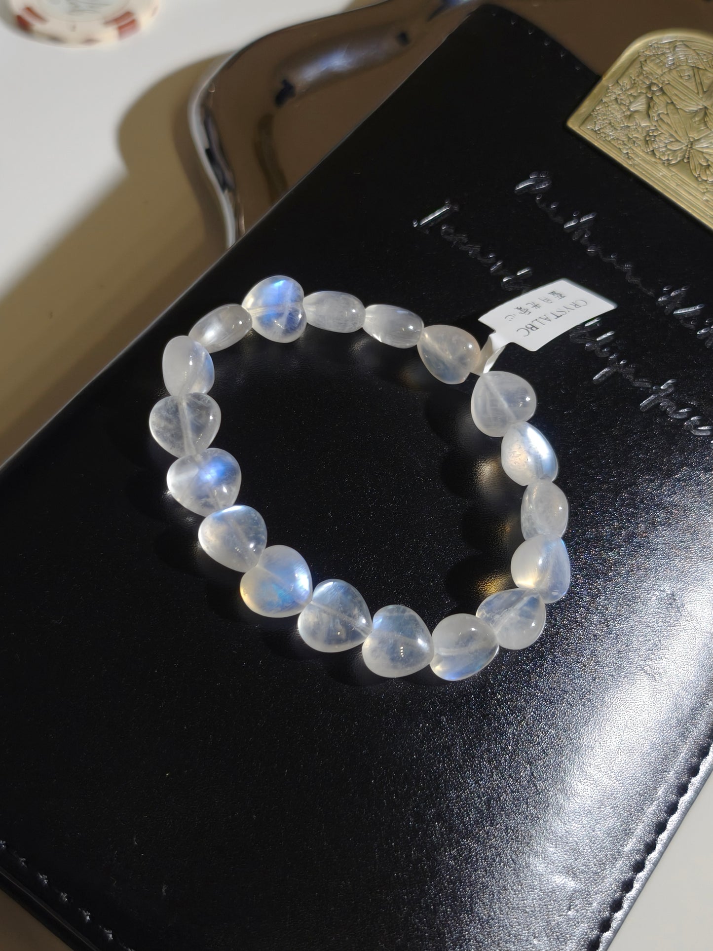 Heart Shaped Double Sided Flashing Moonstone