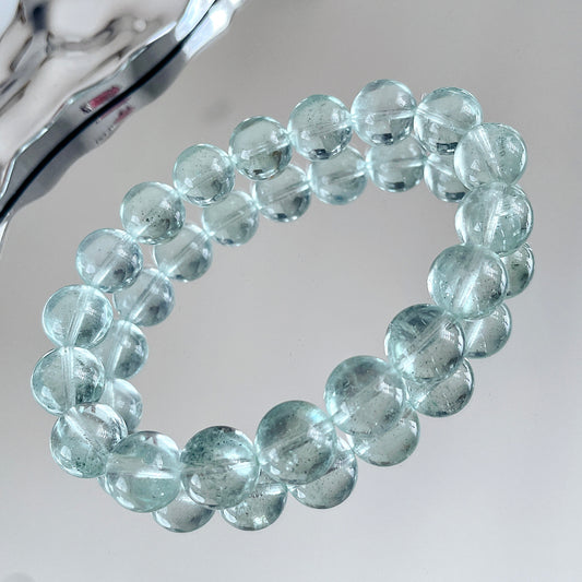 Rare Greenish Mint Aquamarine Bead Bracelet