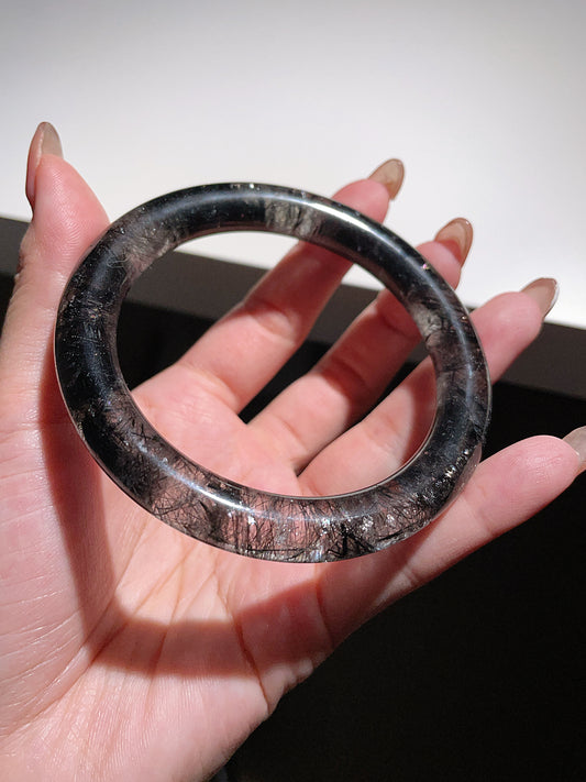 High Quality 60.3mm Black Rutilated Quartz Bangle