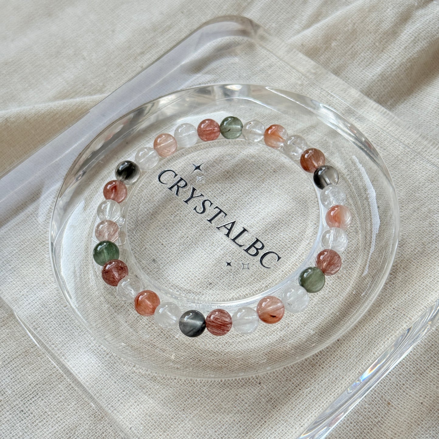 Rainbow Rabbit Hair Amphibole 6.5mm Beaded Bracelet