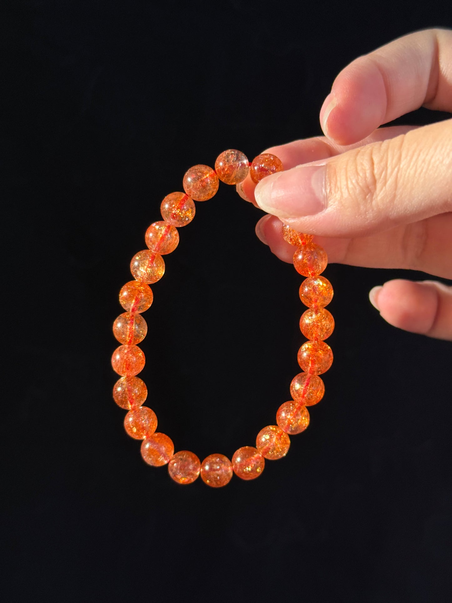 Premium Quality Golden Strawberry Orange Sunstone Beaded Bracelet