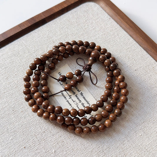 Gold Phoebe Ebony Gold Wire Sandalwood 108 Mala 6mm Bead Bracelet 金絲檀木