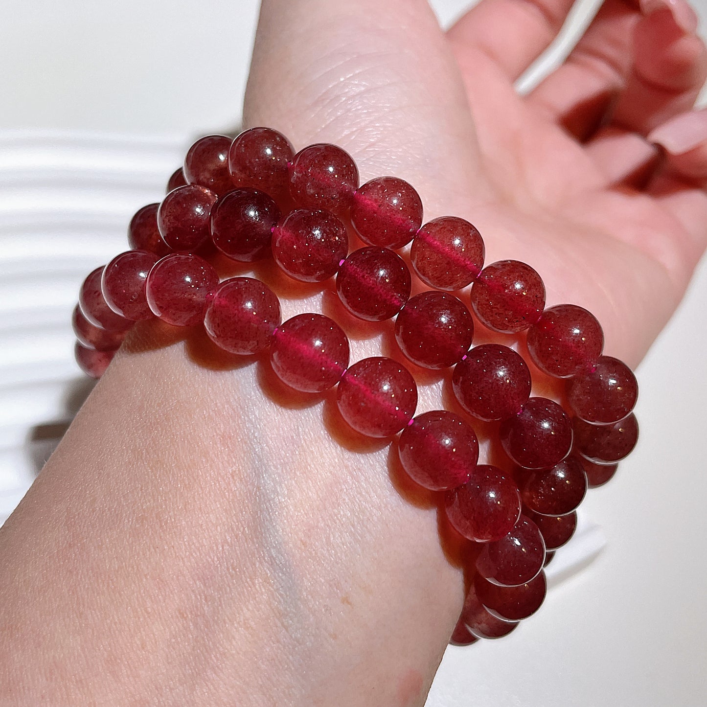 Strawberry Quartz Beaded Bracelet
