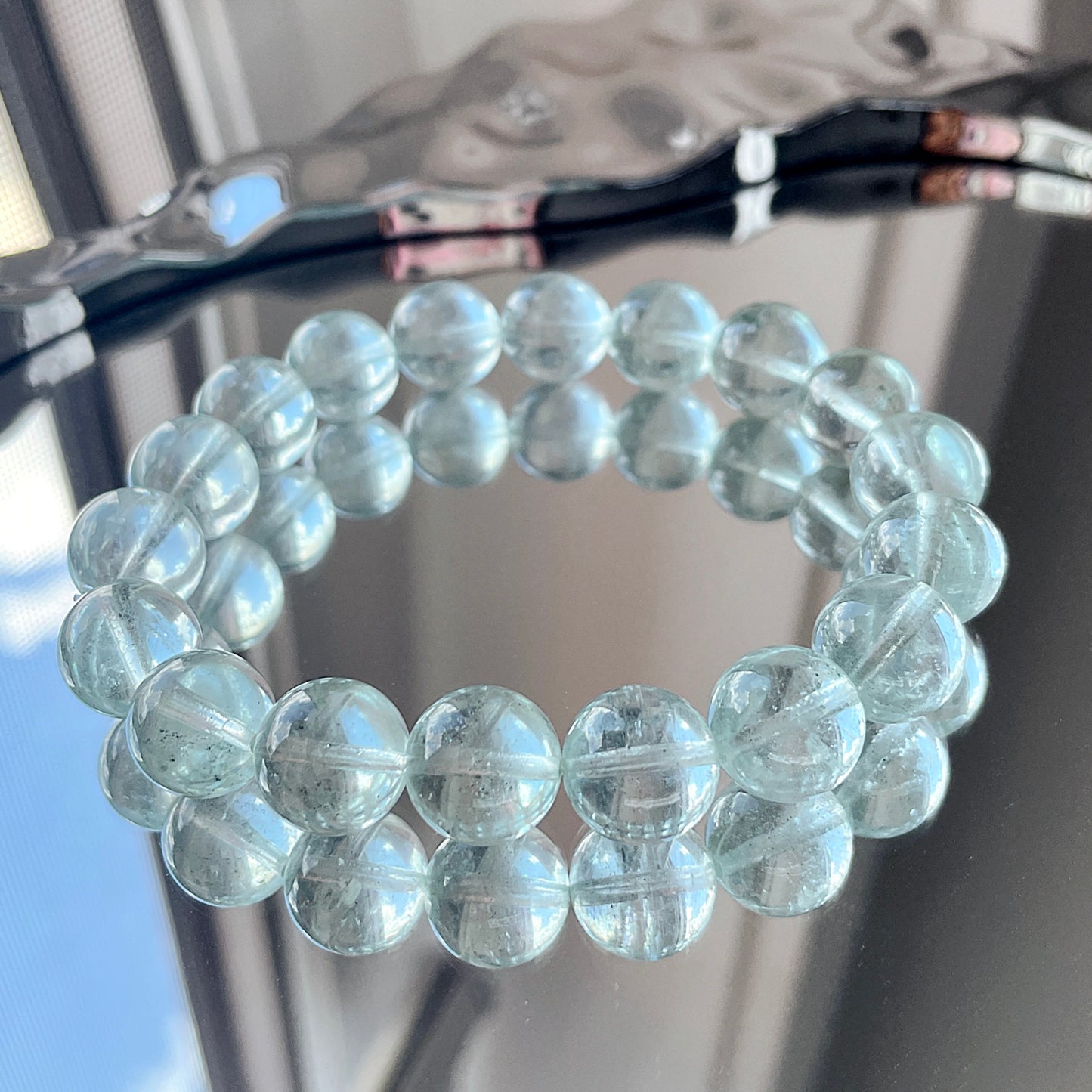 Rare Greenish Mint Aquamarine Bead Bracelet