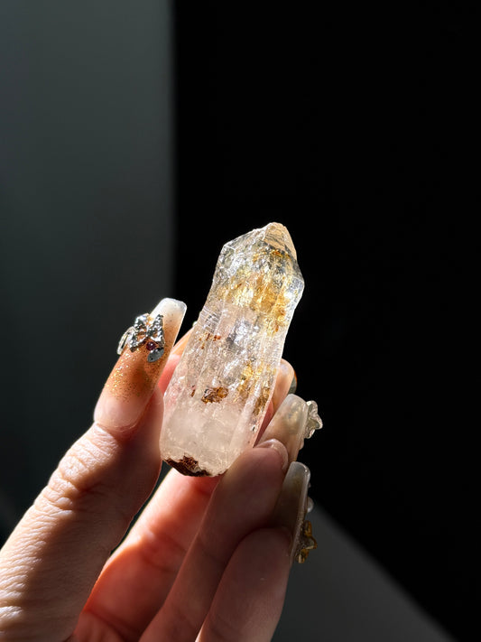 Golden Scepter Red Clay Filled Firefly Skeletal Petroleum Included Quartz UV Reactive with ENHYDROS