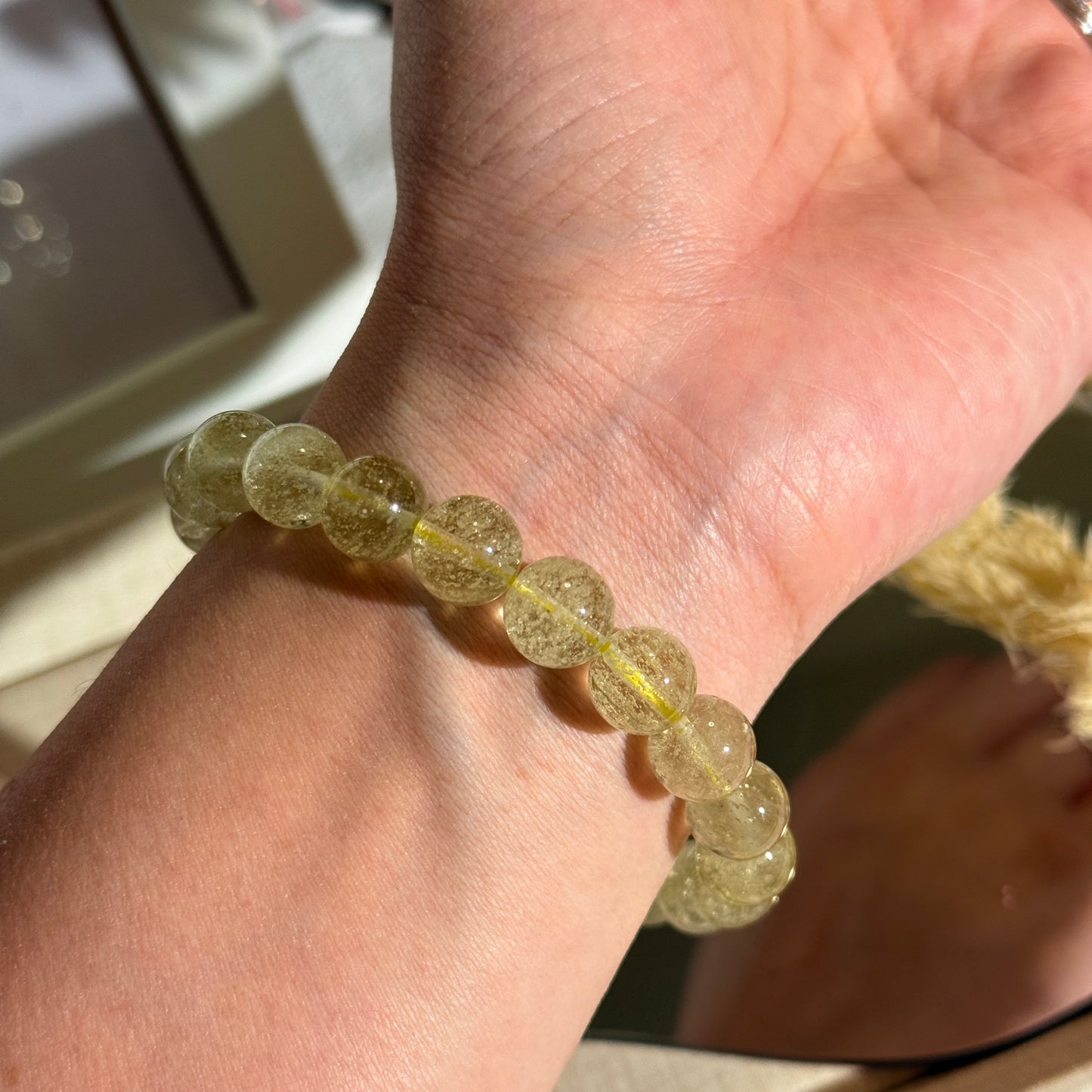 Collector Grade Libyan Gold Tektite Desert Glass 10mm Beaded Bracelet