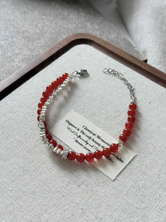 Red Agate Cornelian Lucky Stone Beaded Bracelet