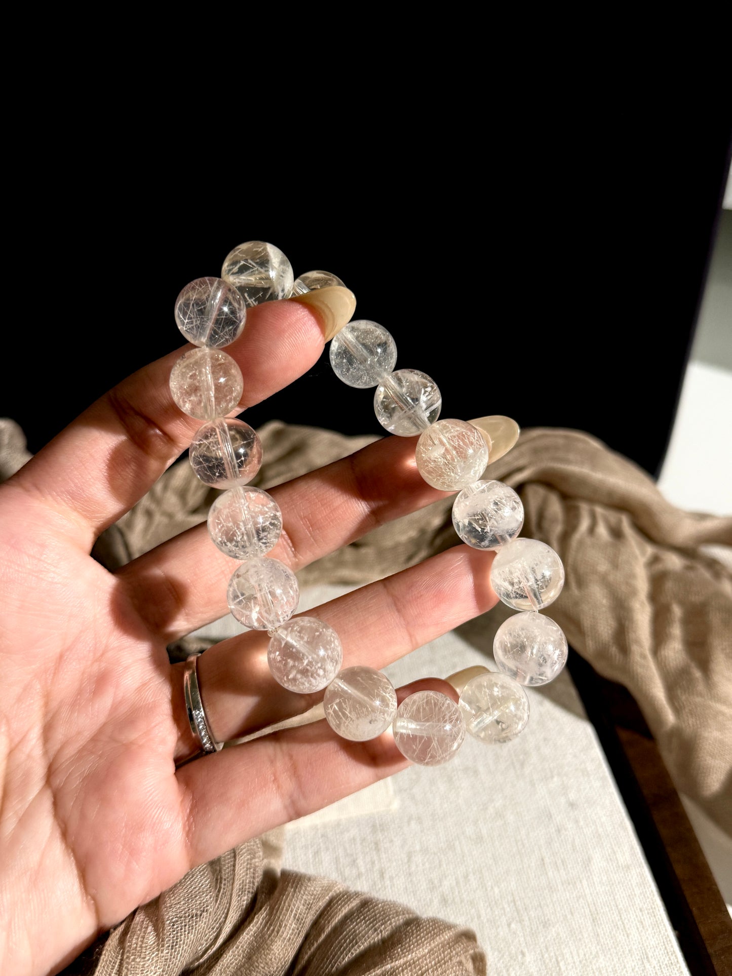 White Snowflake Phantom Beads Bracelet