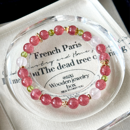 SPRING Strawberry Peridot Beaded Bracelet