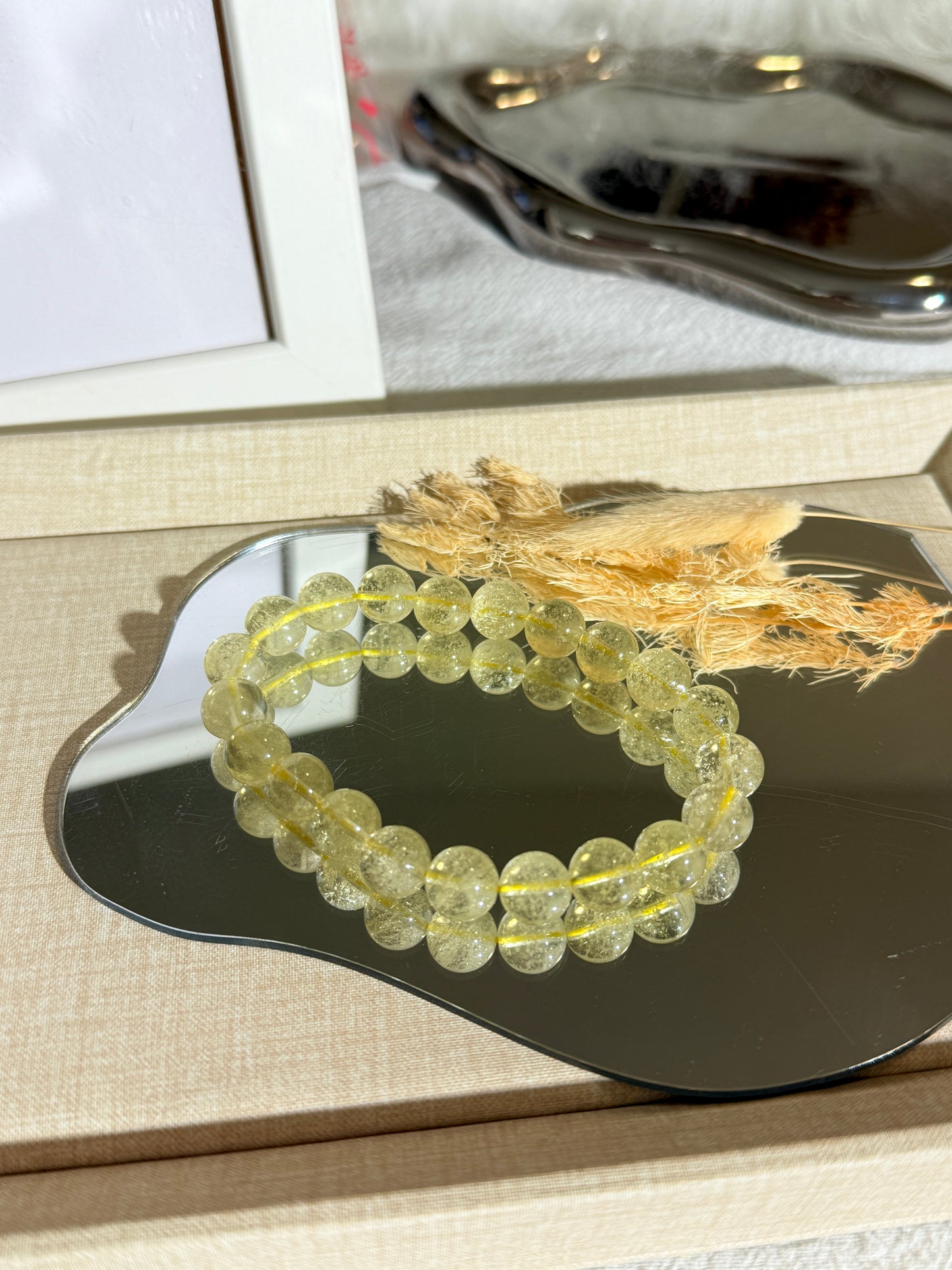 Collector Grade Libyan Gold Tektite Desert Glass 10mm Beaded Bracelet