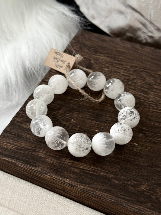 White Snowflake Phantom 14.5mm Beaded Bracelet