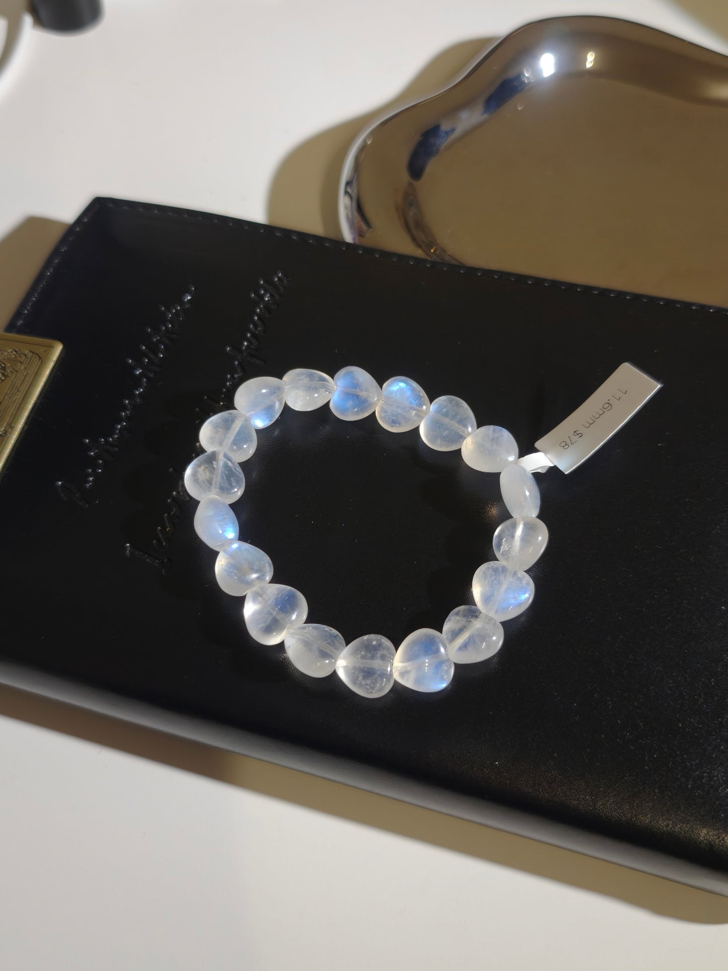 Heart Shaped Double Sided Flashing Moonstone