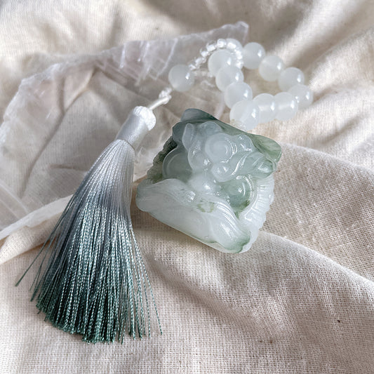 Tianshan Emerald Jade Gelang Kaki Kristal Jade Lion Sculpture 天山翠