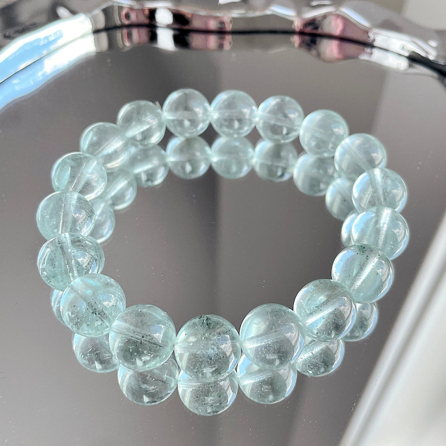 Rare Greenish Mint Aquamarine Bead Bracelet