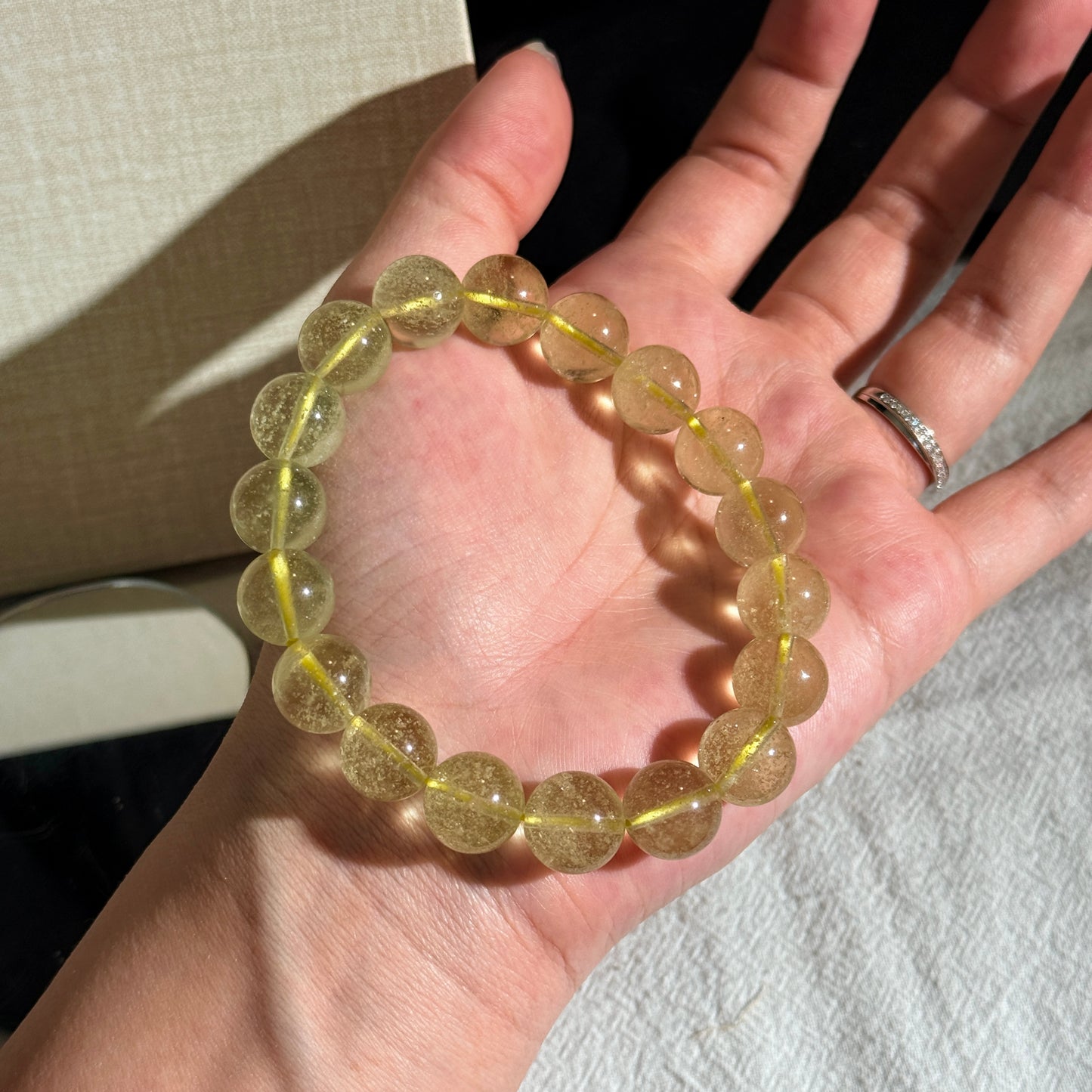 Collector Grade Libyan Gold Tektite Desert Glass 12mm Beaded Bracelet
