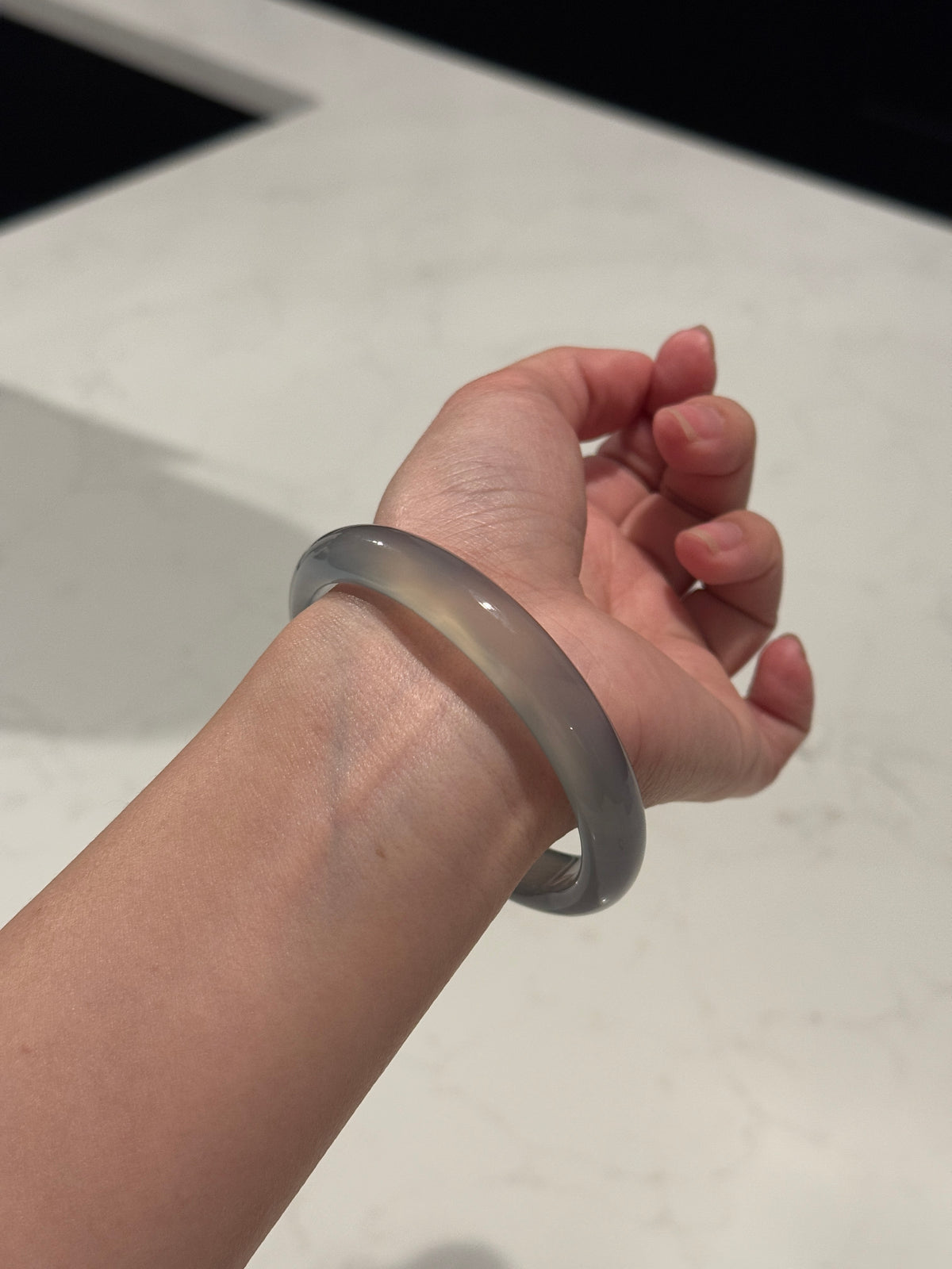 Natural Mint Blue Green Agate Bangle Translucent Icy Stone