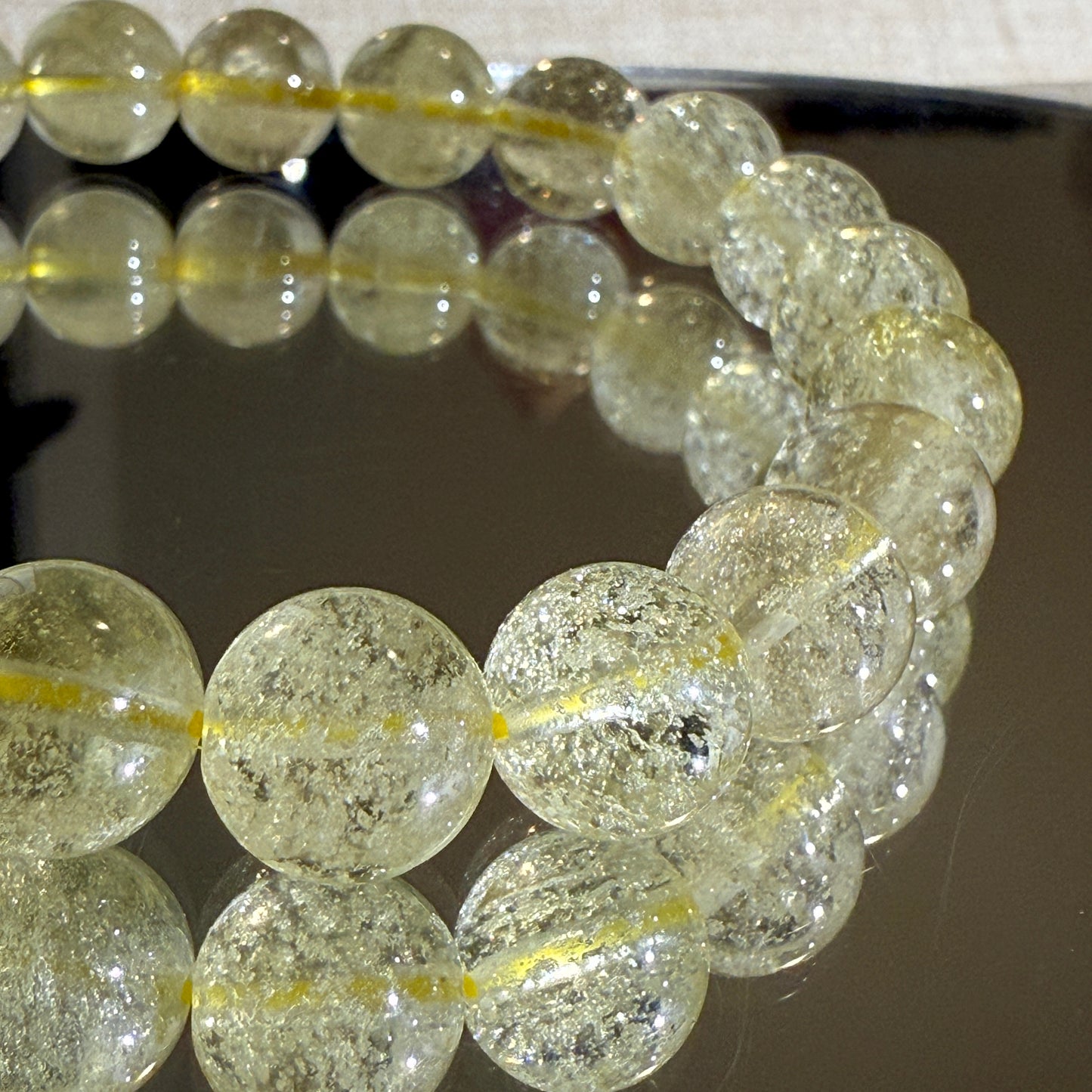 Collector Grade Libyan Gold Tektite Desert Glass 10mm Beaded Bracelet