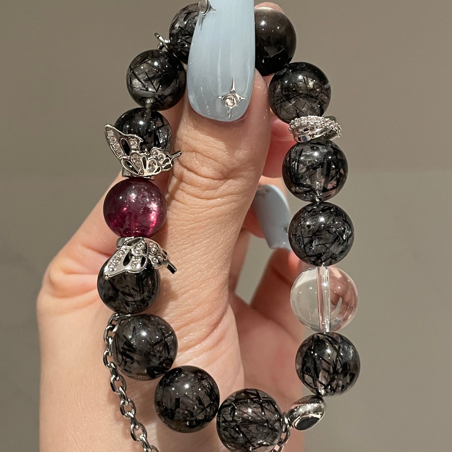 Black Rutilated Quartz Design Bracelet