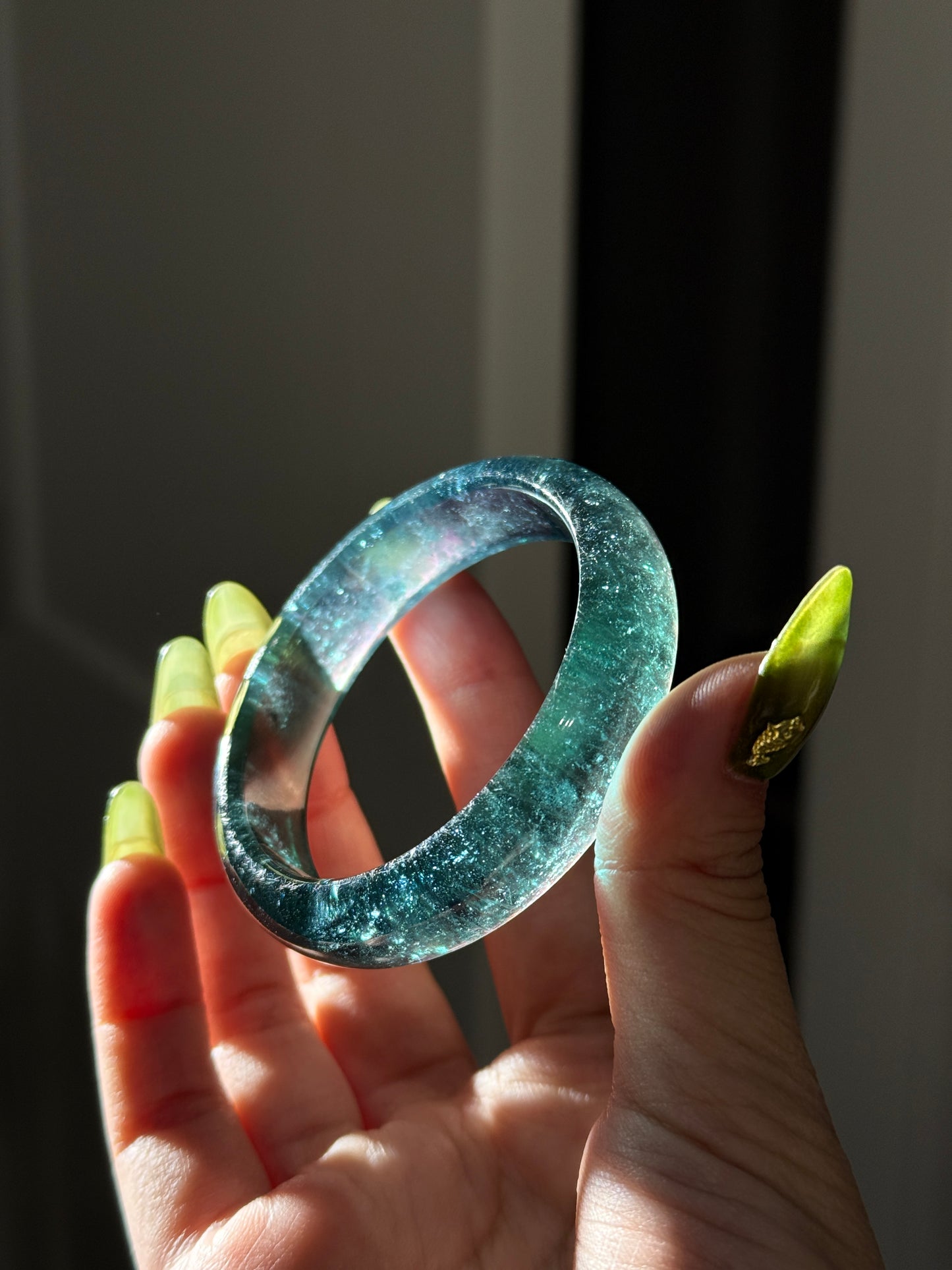 Dark Green Beryl Aquamarine Bangle