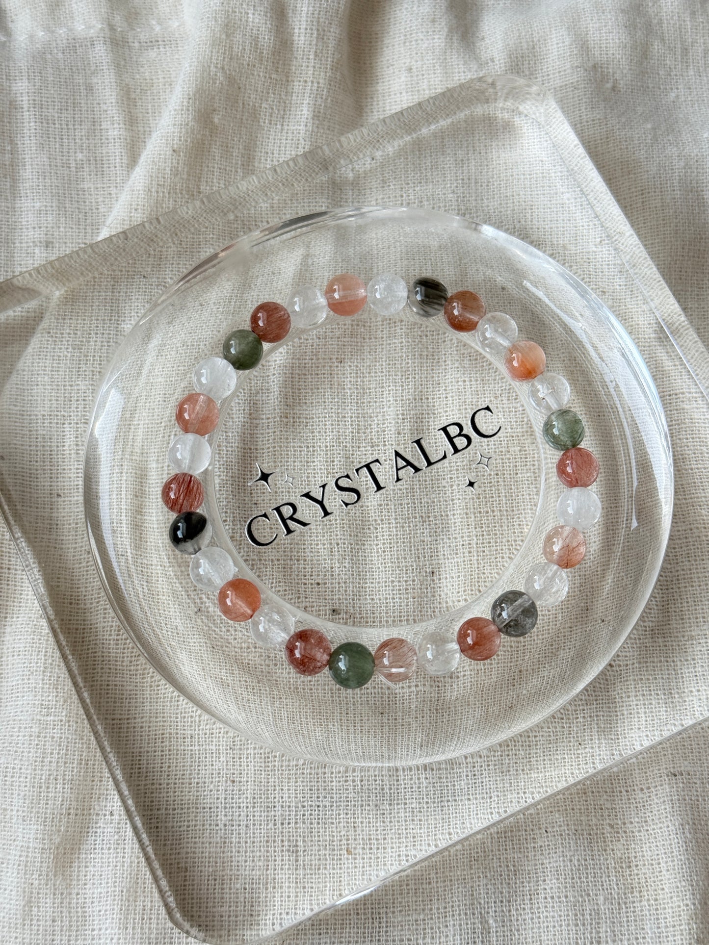 Rainbow Rabbit Hair Amphibole 6.5mm Beaded Bracelet