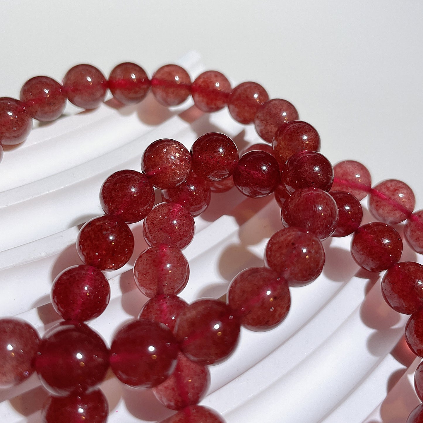 Strawberry Quartz Beaded Bracelet