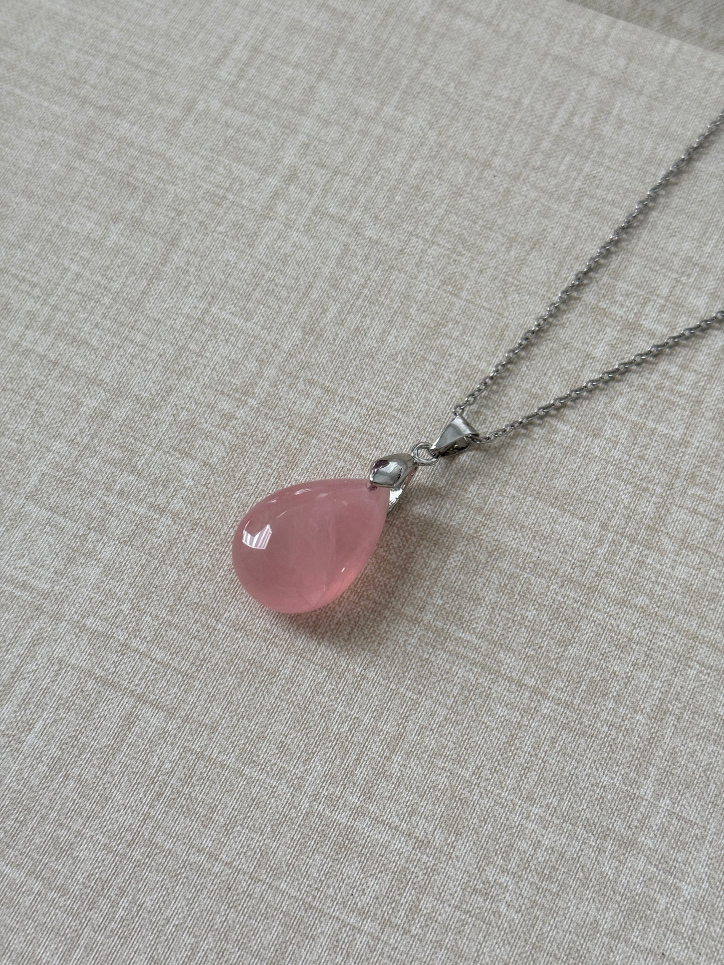 Gemmy Madagascar Pear Cut Rose Quartz Love Stone Pendant