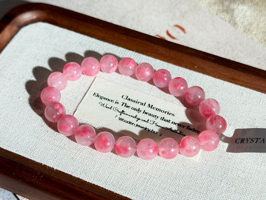 Sakura Icy Rhodonite Beaded Bracelet 薔薇輝