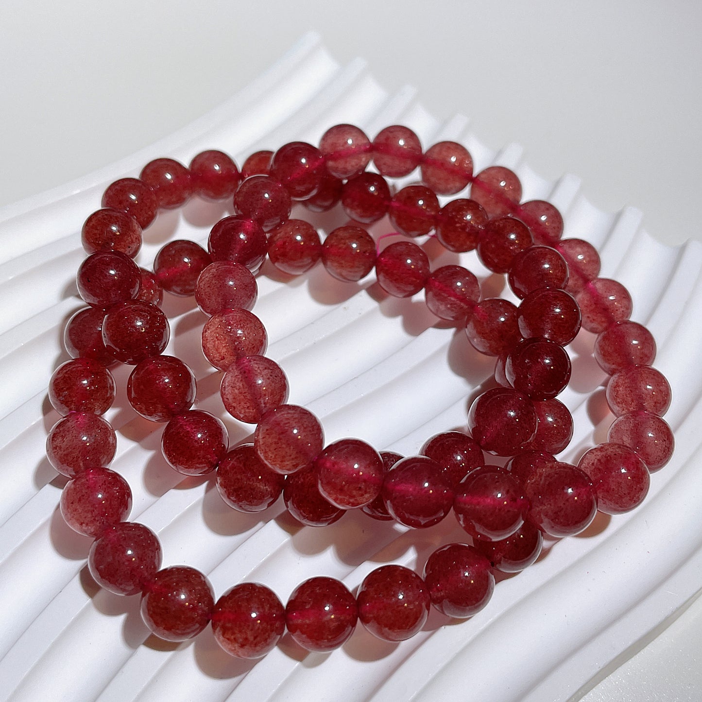 Strawberry Quartz Beaded Bracelet