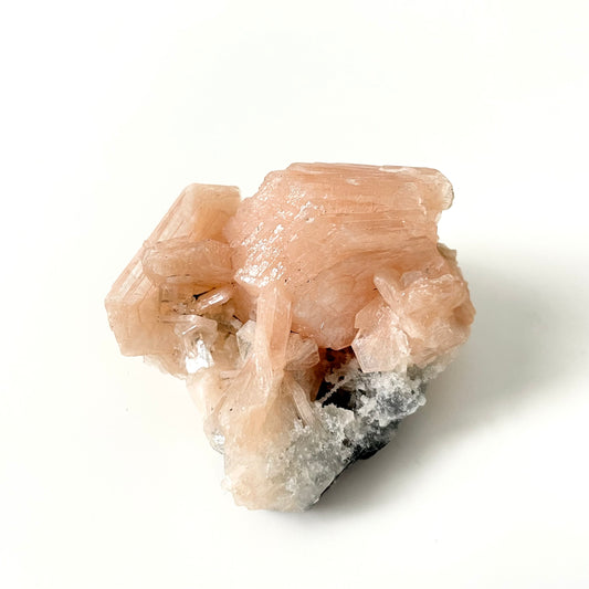 Peach Stilbite with Apophyllite Cluster