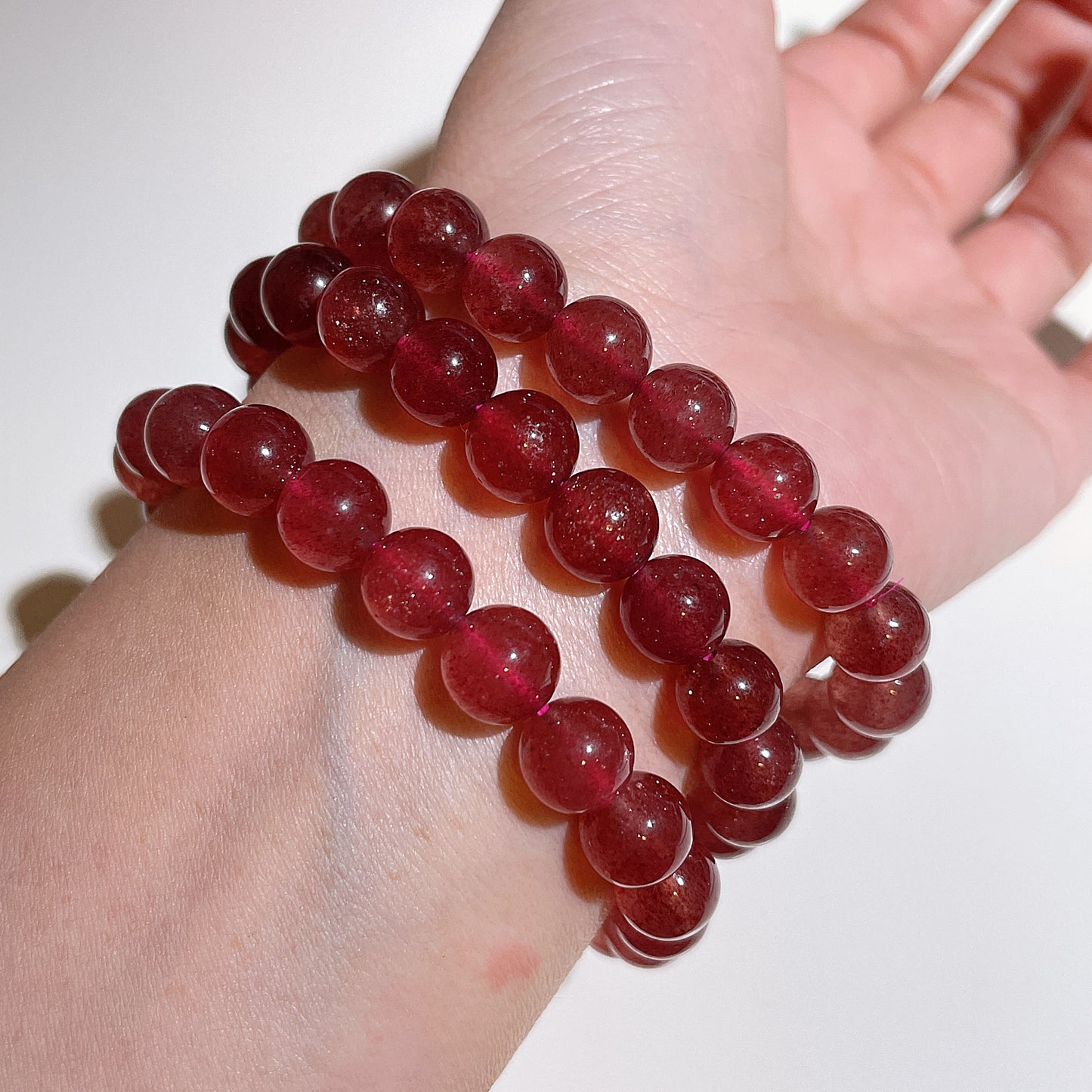 Strawberry Quartz Beaded Bracelet