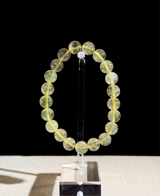 Collector Grade Libyan Gold Tektite Desert Glass 10mm Beaded Bracelet