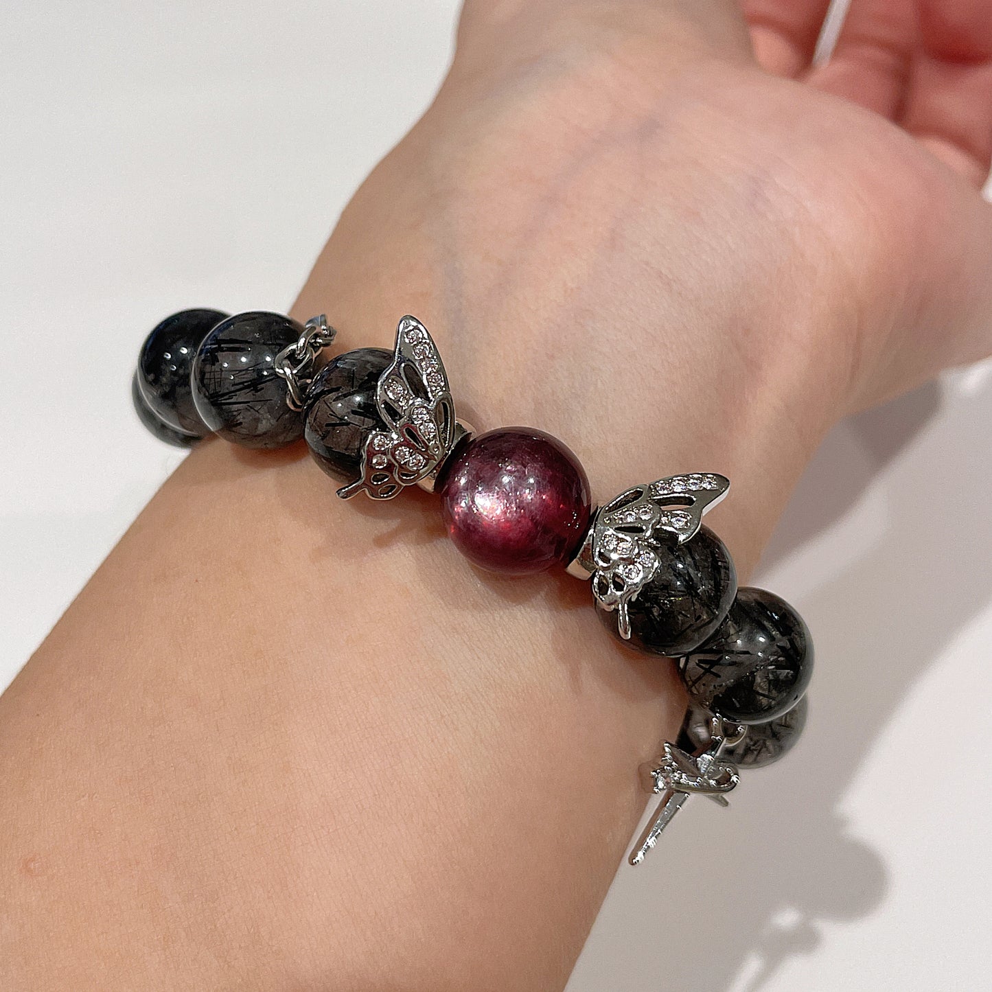Black Rutilated Quartz Design Bracelet