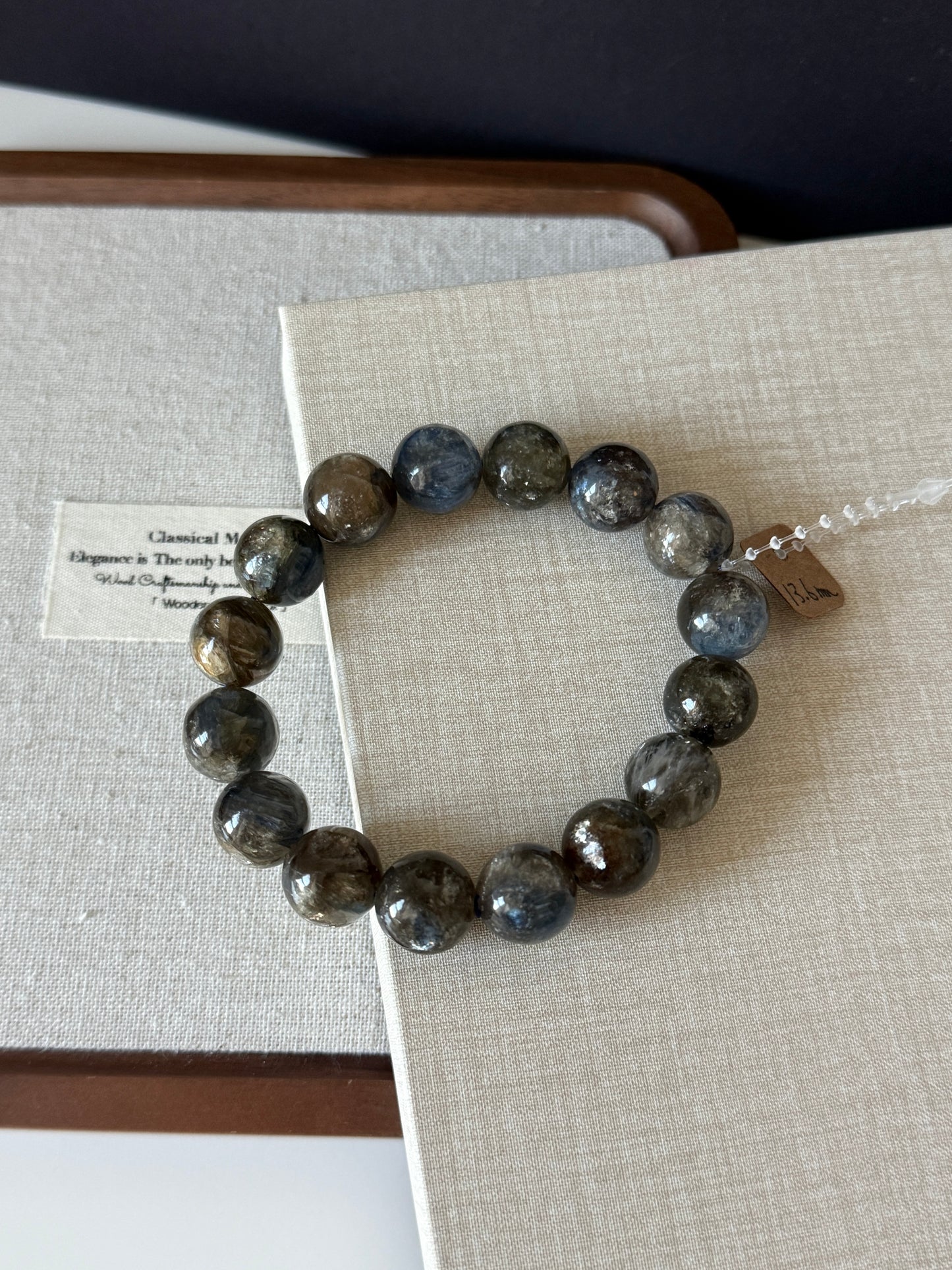 Blue/ Black Kyanite with Mica Bead Bracelet